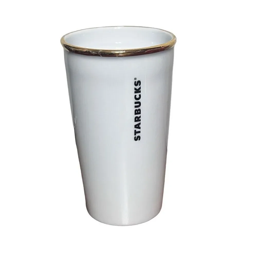 Starbucks 2017 Anniversary Gold Crown Mermaid Siren 10oz Ceramic Tumbler